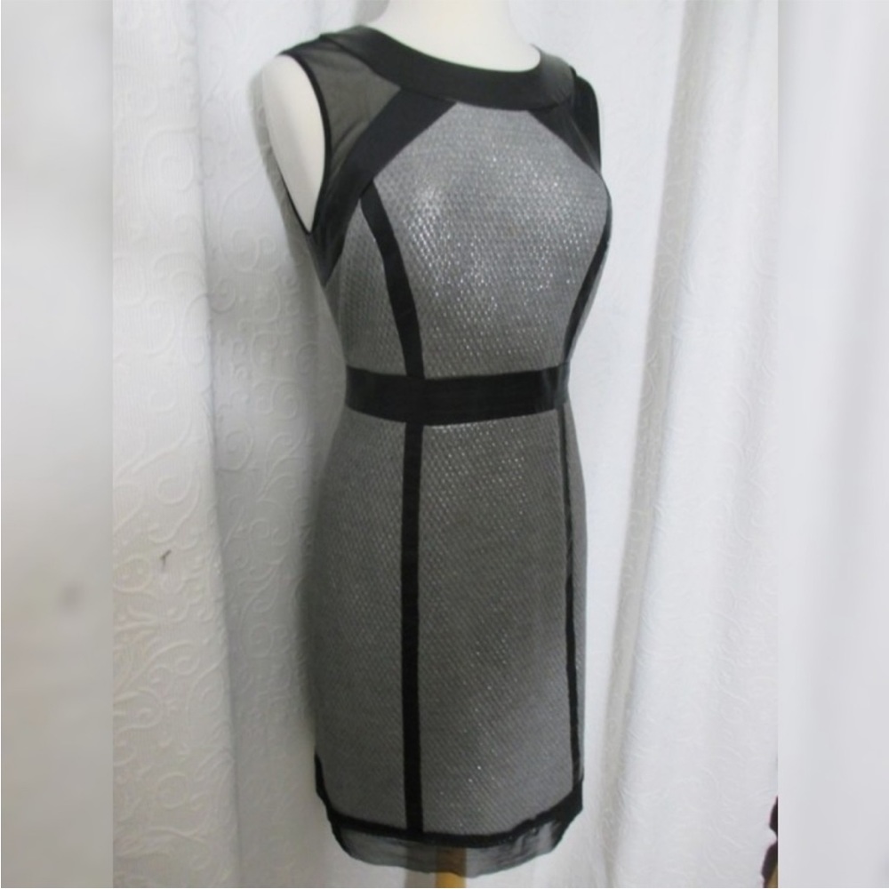 MILLY Metallic Dress with leather trim.